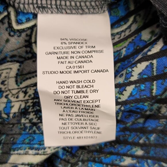 Robert Kitchen Canada Womens Long Sleeve Peacock Print Asymmetrical Top L New - Picture 12 of 12